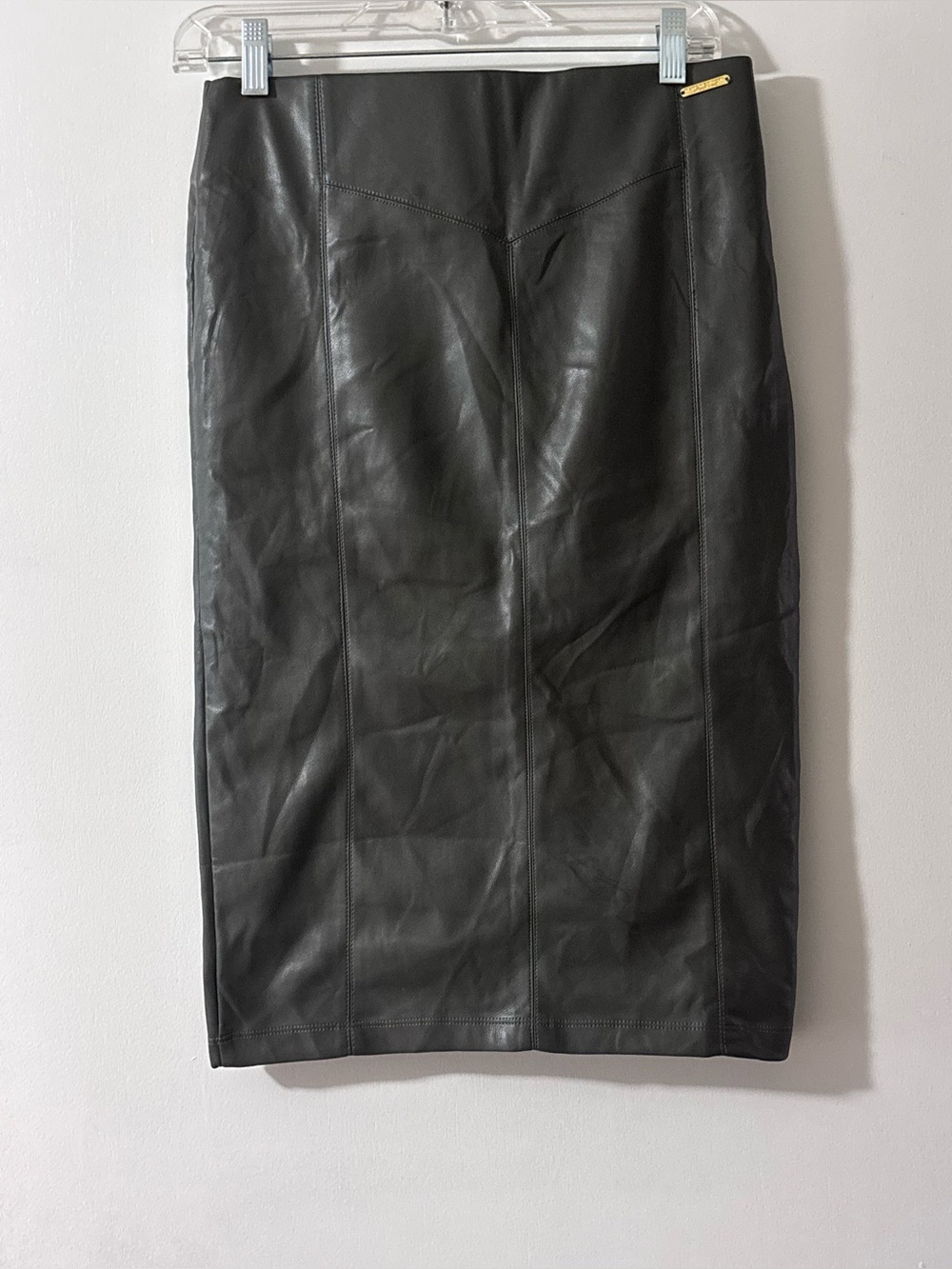 Marc New York Andrew Marc Green Faux Leather Panel Mixed Media Pencil Skirt XS